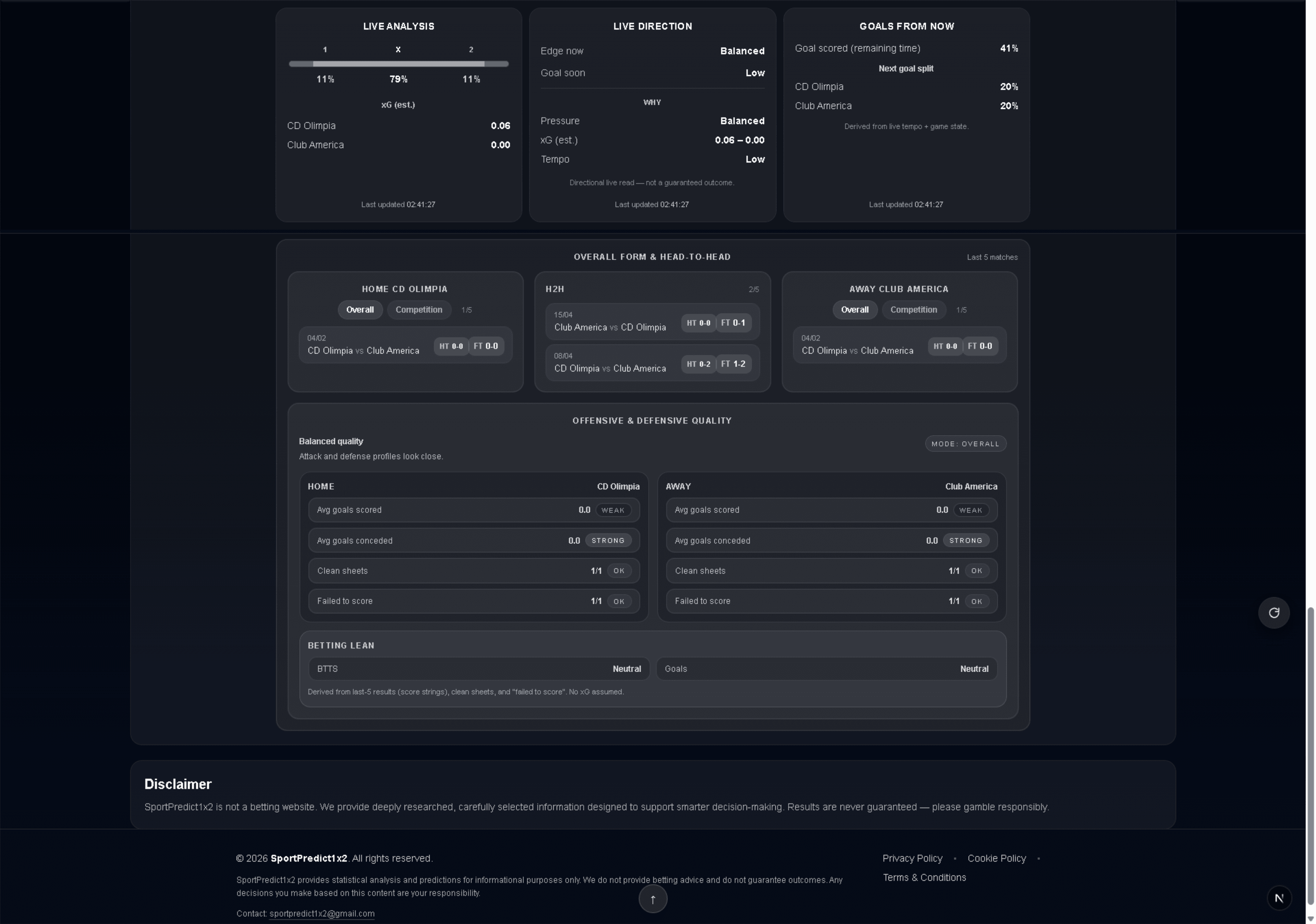 Live — analysis signals